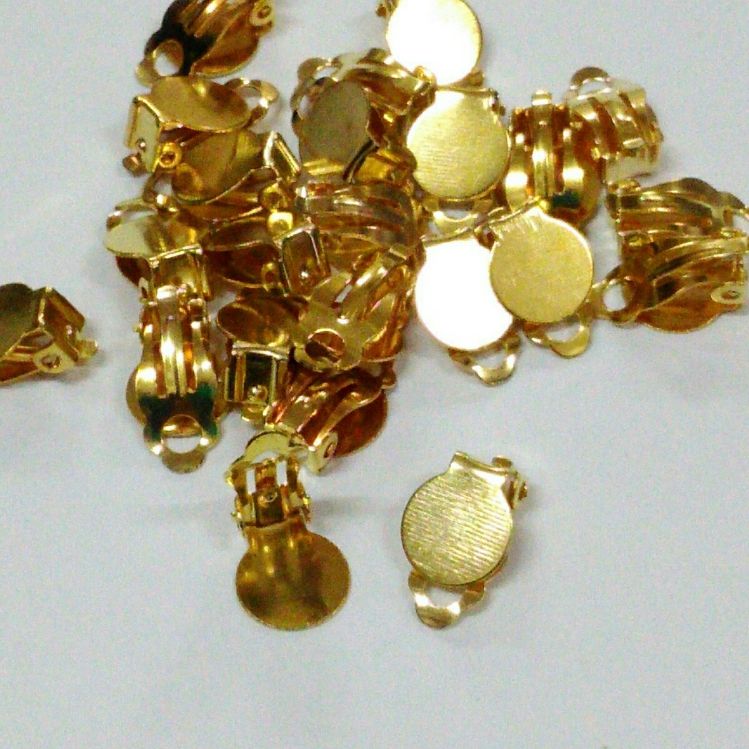 魔法石串珠材料-10mm金色耳夾